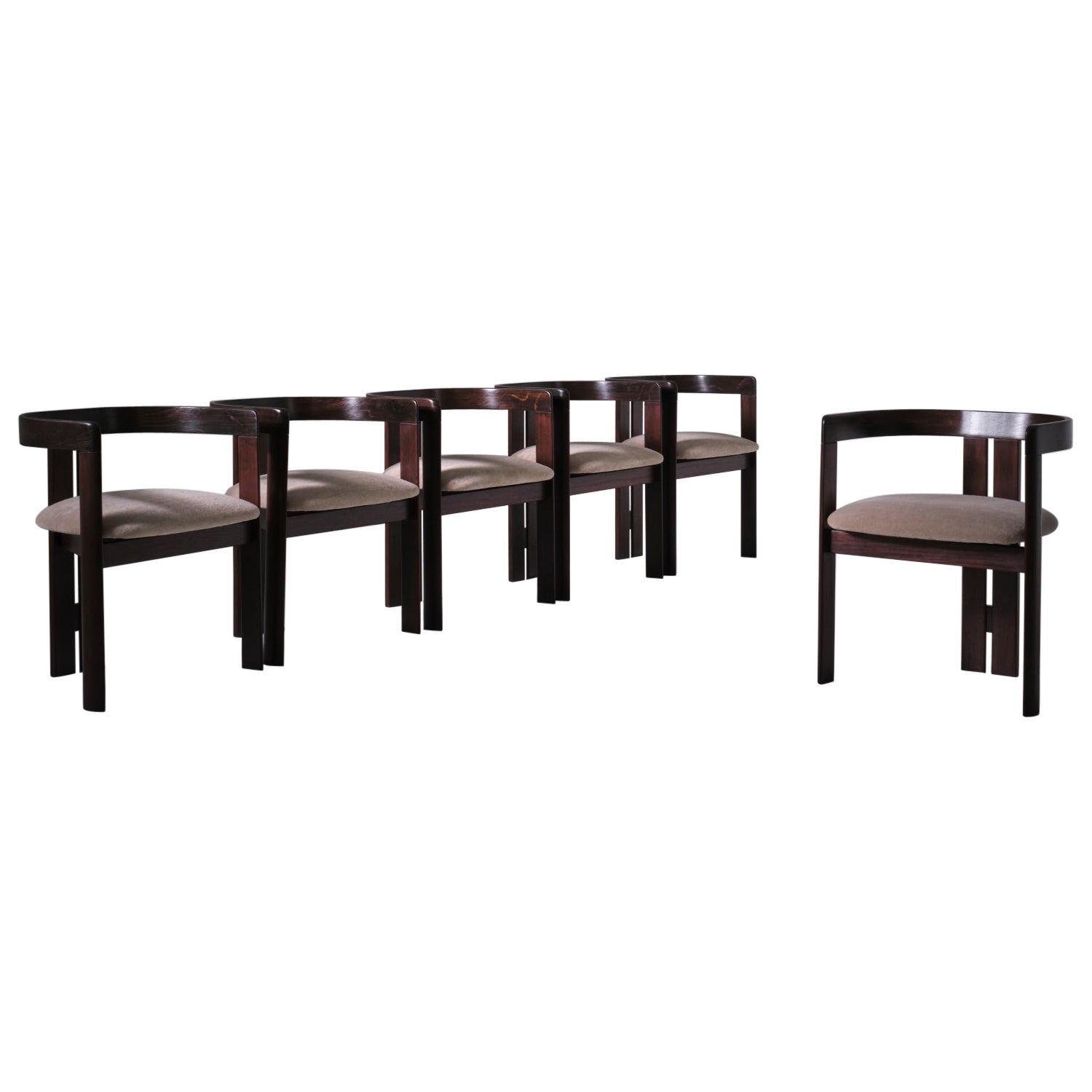 Set of Six Rosewood Dining Chairs, Italy 1960s