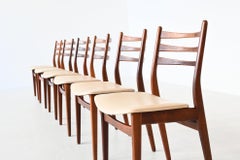 Ensemble de six chaises de salle à manger en bois de rose, forme de plateau, Pays-Bas, 1960