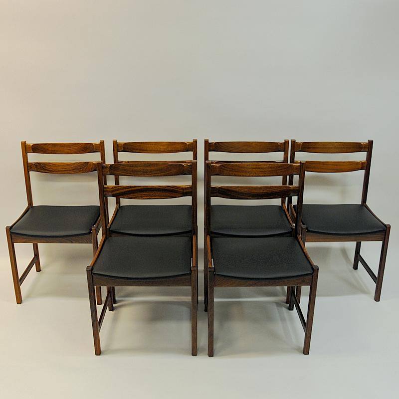 Scandinavian Modern Midcentury Rosewood Diningchairs with Leatherette seats `Bruksbo`, Norway 1960s