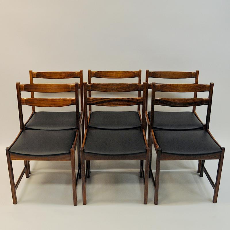 Norwegian Midcentury Rosewood Diningchairs with Leatherette seats `Bruksbo`, Norway 1960s