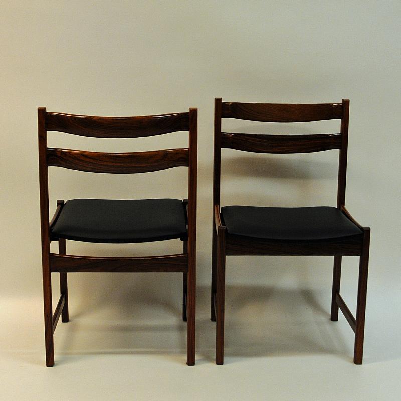 Midcentury Rosewood Diningchairs with Leatherette seats `Bruksbo`, Norway 1960s In Good Condition In Stockholm, SE