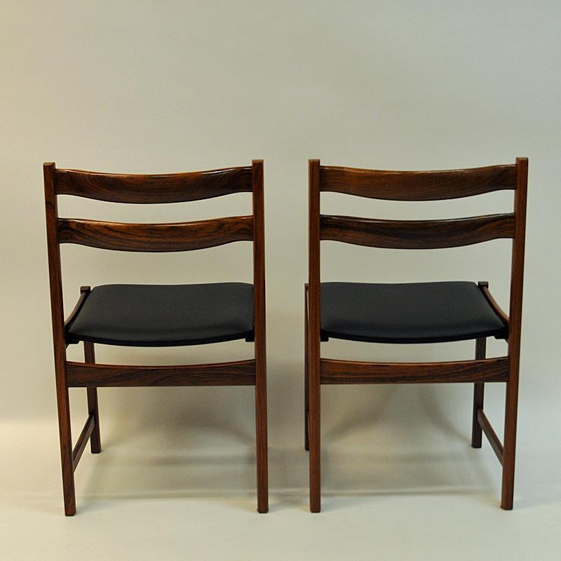 Midcentury Rosewood Diningchairs with Leatherette seats `Bruksbo`, Norway 1960s 1