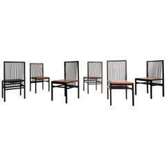 Vintage Set of Six Rosewood Estrutural Chairs by Joaquim Tenreiro. Mid Century, Brazil