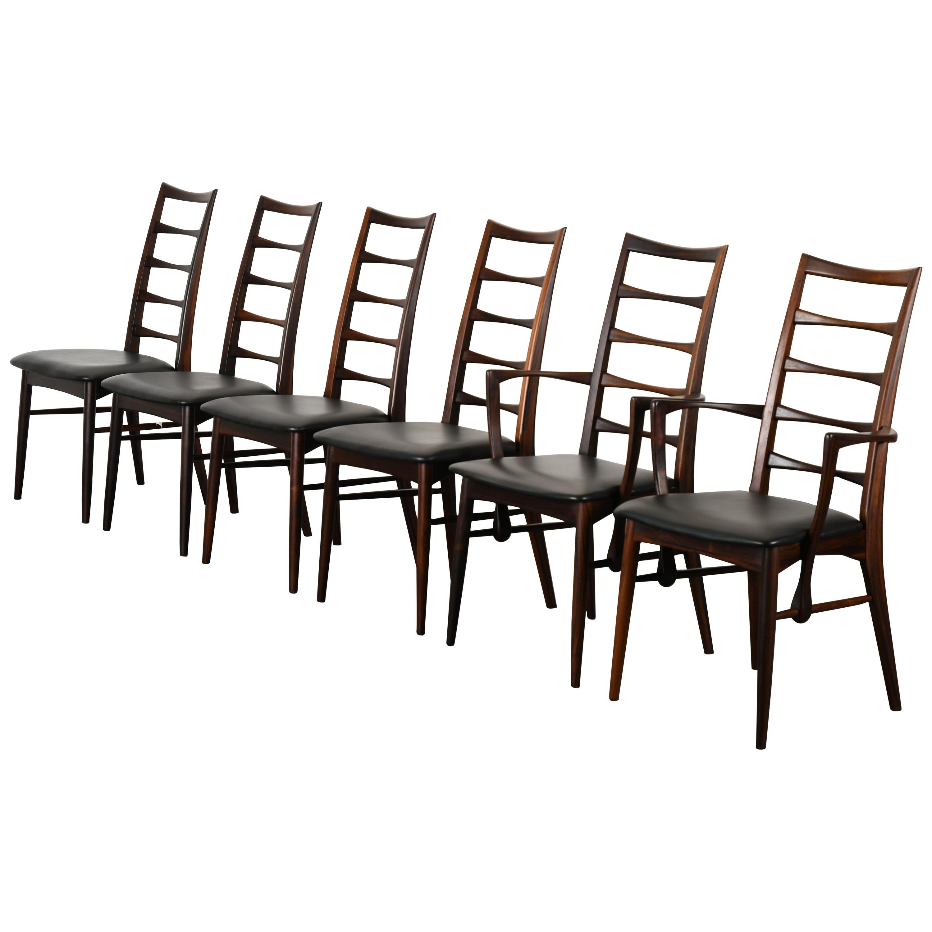 Set of Six Rosewood "Lis" Dining Chairs by Niels Koefoed, 1960s