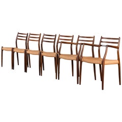 Set of Six Rosewood Dining Chairs Model 78  by Niels O. Moller for J. L. Mollers