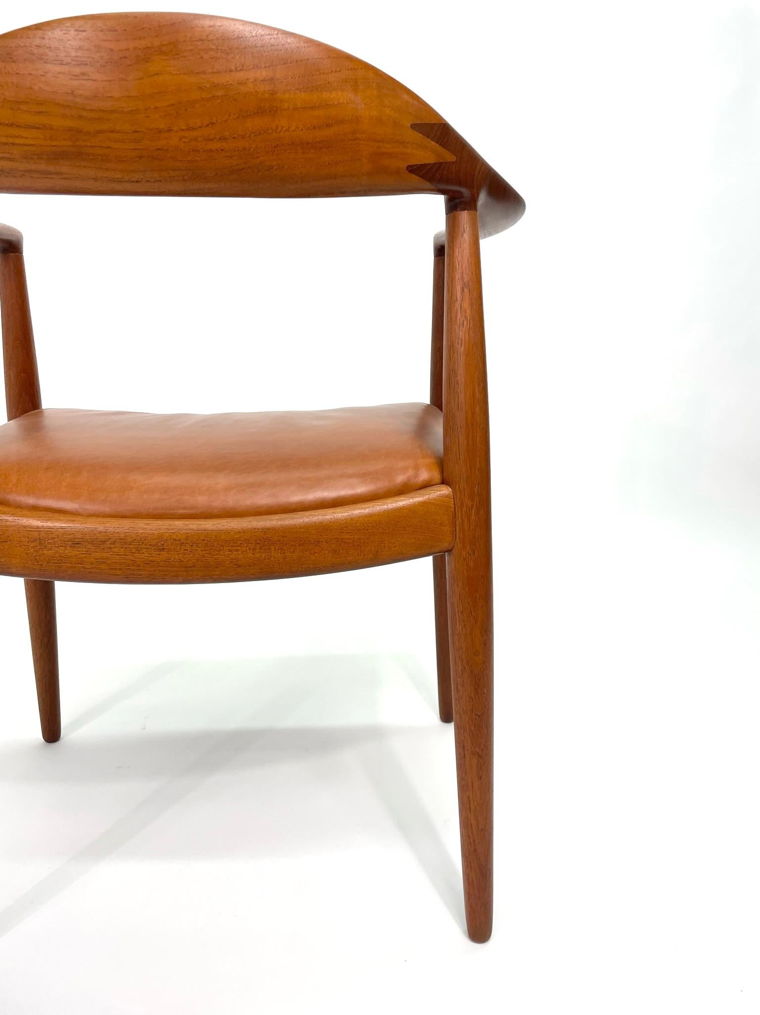 Teck Chaise « The » de Hans J. Wegner avec sièges en cuir - lot de 5