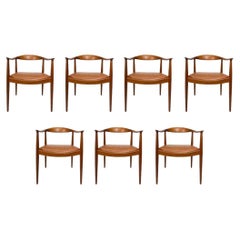 'The' Chair by Hans J. Wegner with Leather Seats - set of 5.