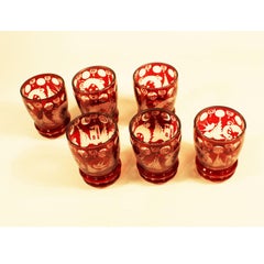 Set of Six Ruby Glass Cups