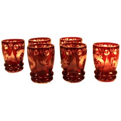 Set of Six Ruby Glass Cups