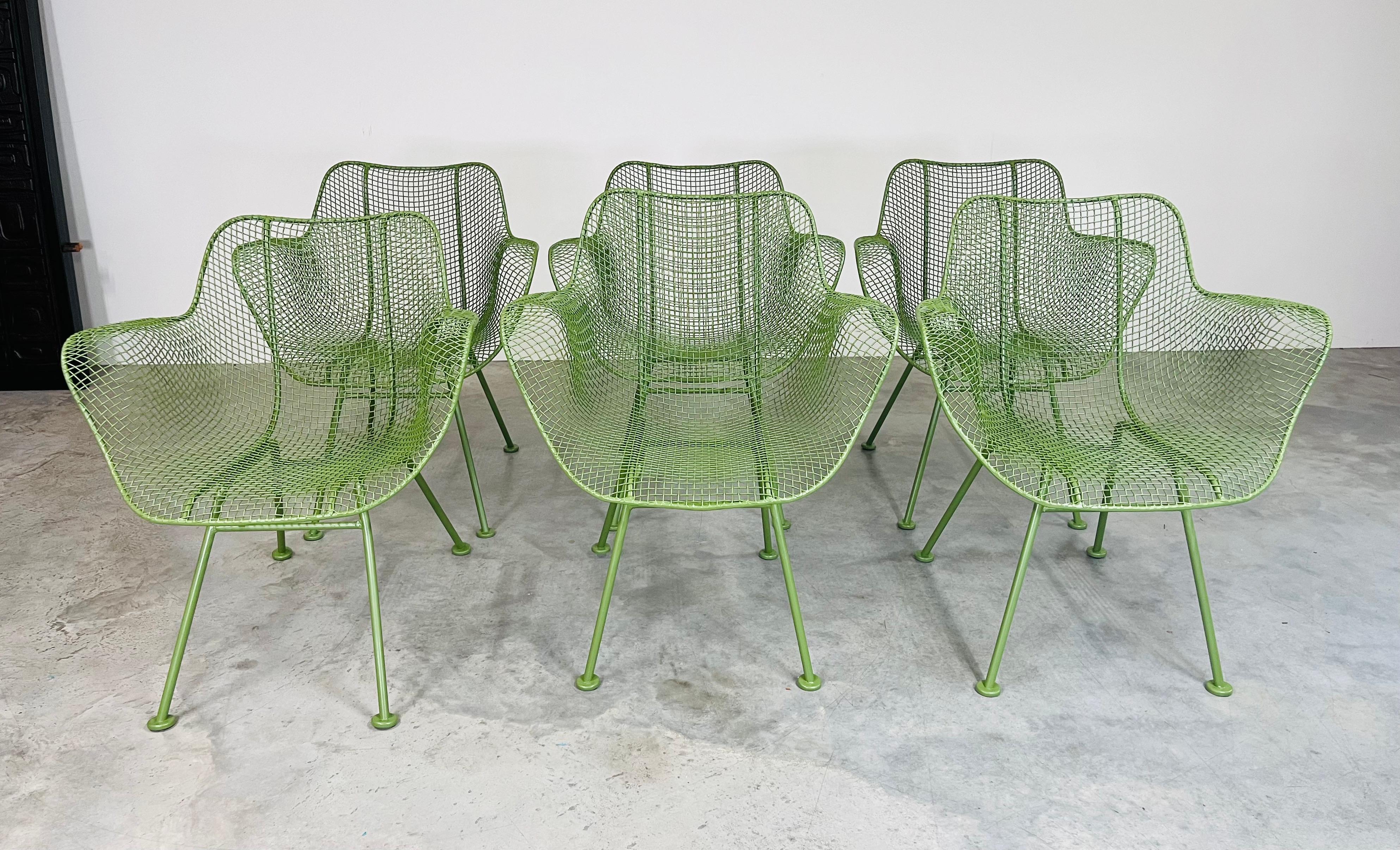 Mid-Century Modern Set Of Six Russell Woodard Outdoor Sculptura Patio Armchairs For Sale