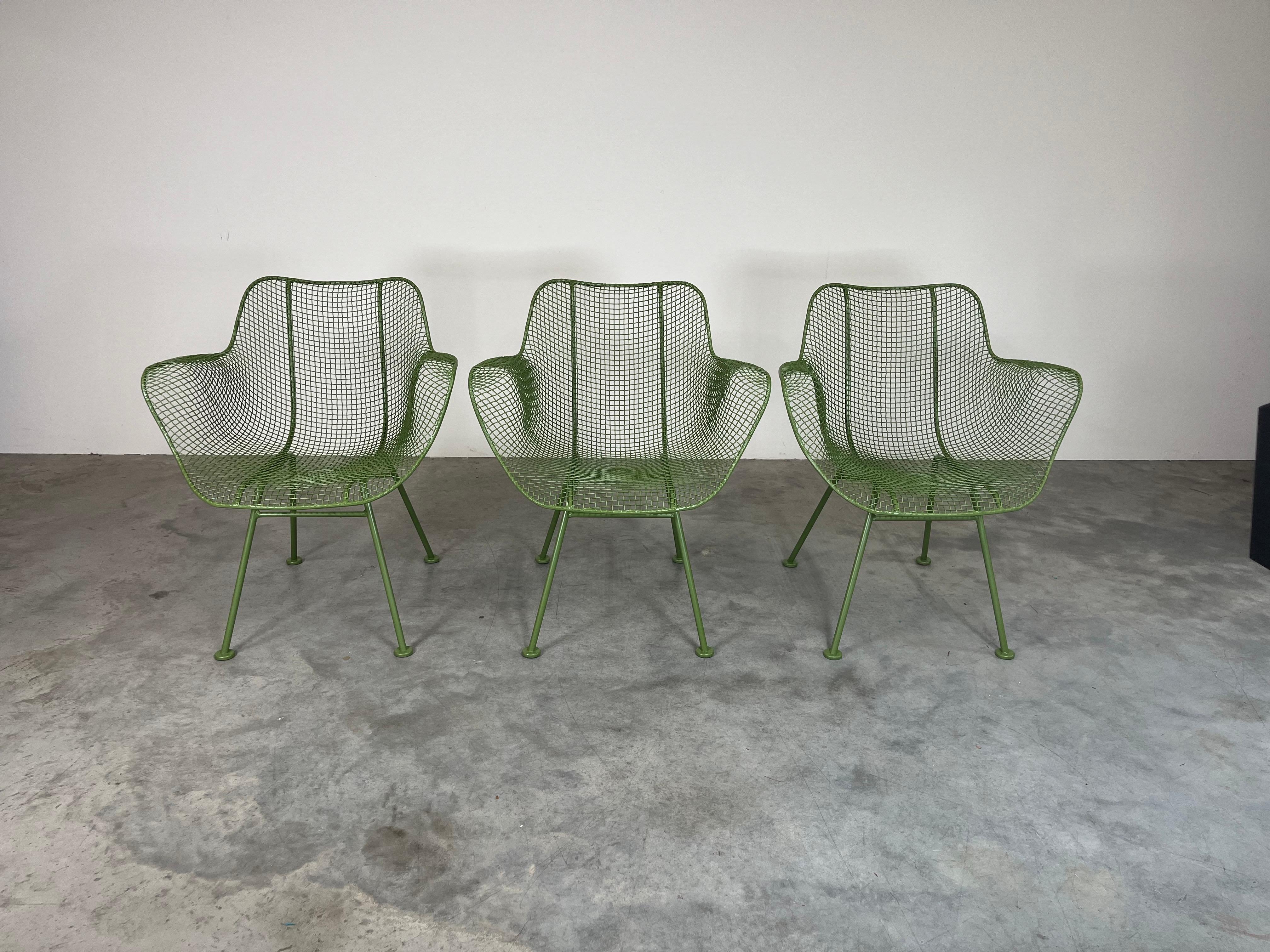 Mid-20th Century Set Of Six Russell Woodard Outdoor Sculptura Patio Armchairs For Sale