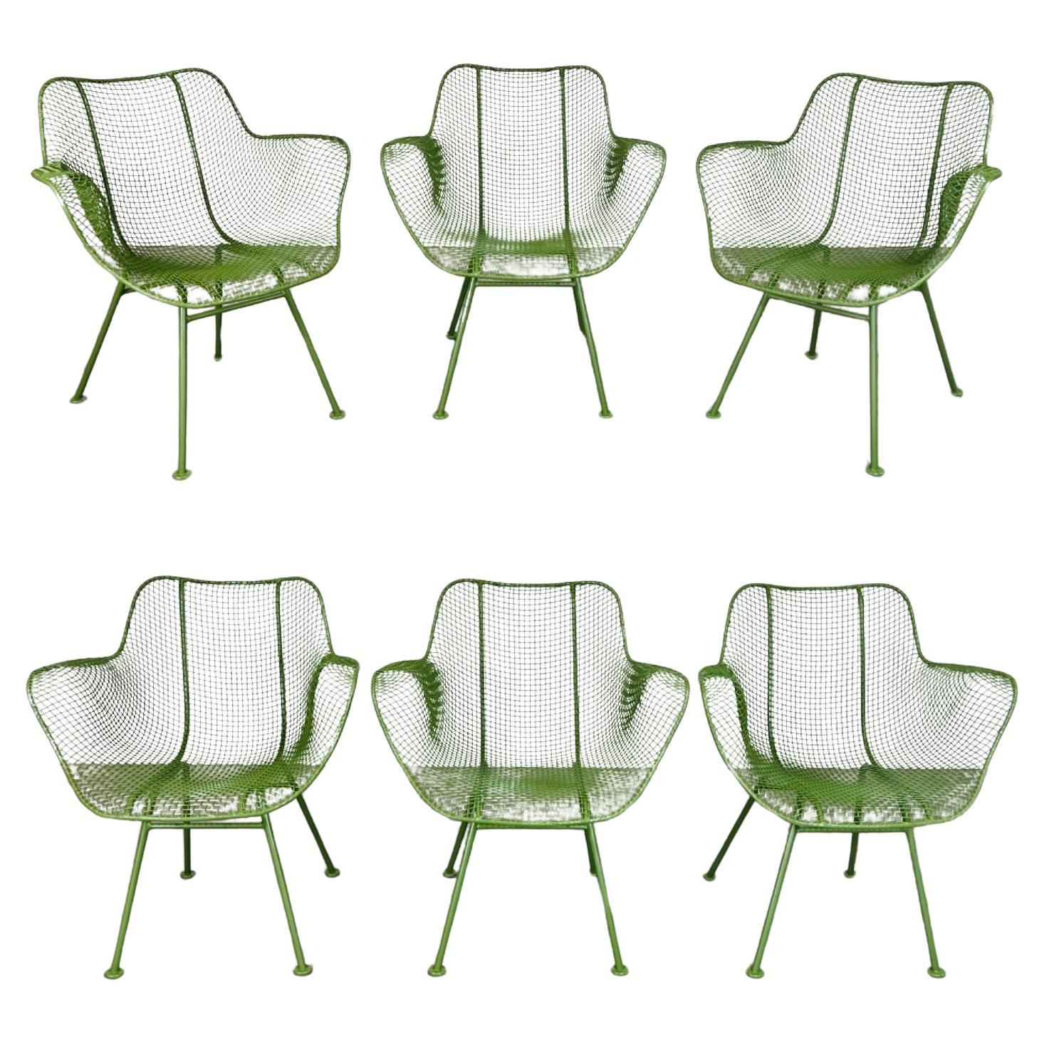 Set Of Six Russell Woodard Outdoor Sculptura Patio Armchairs For Sale