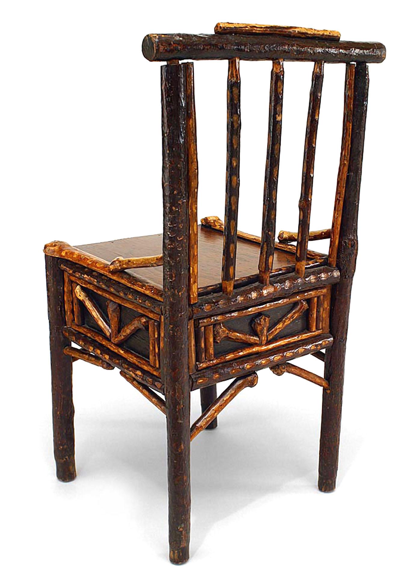 Wood Set of 4 American Rustic Ben Davis Adirondack Side Chairs For Sale