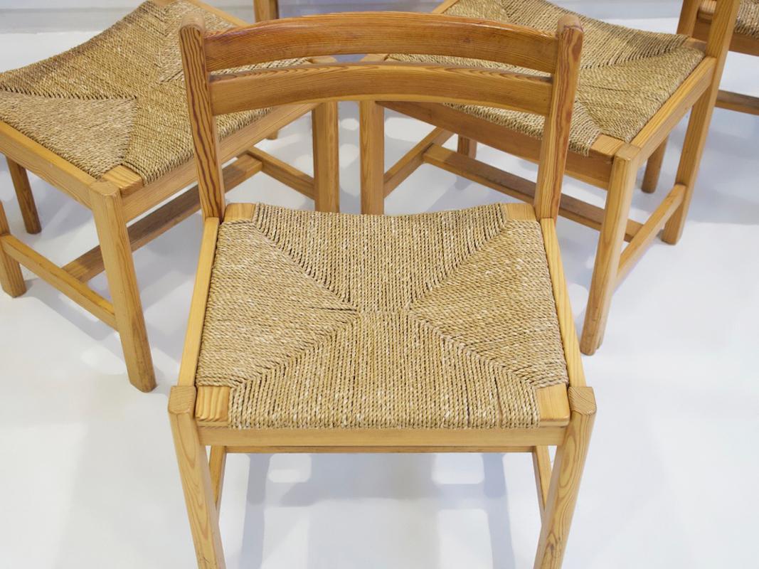 Swedish Set of Six Rustic Chairs, Model Asserbo, by Børge Mogensen