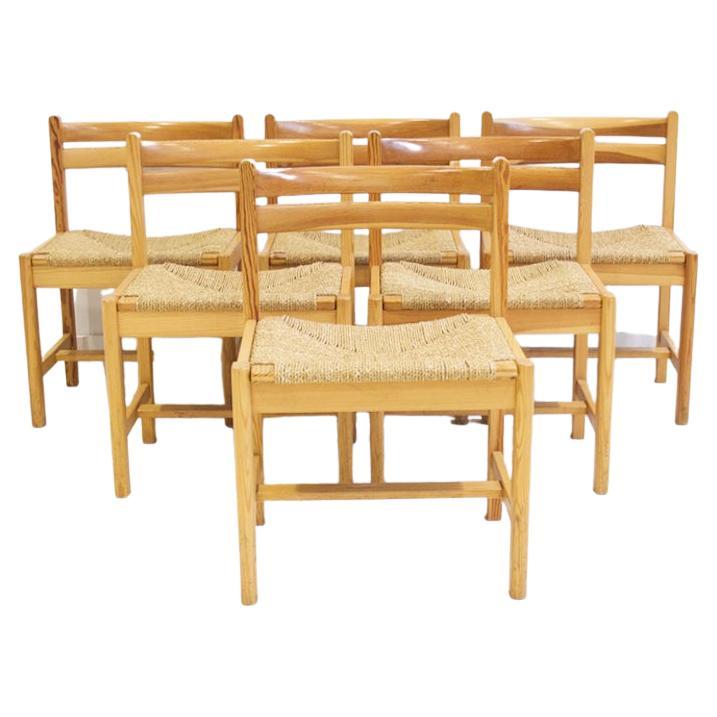 Set of Six Rustic Chairs, Model Asserbo, by Børge Mogensen