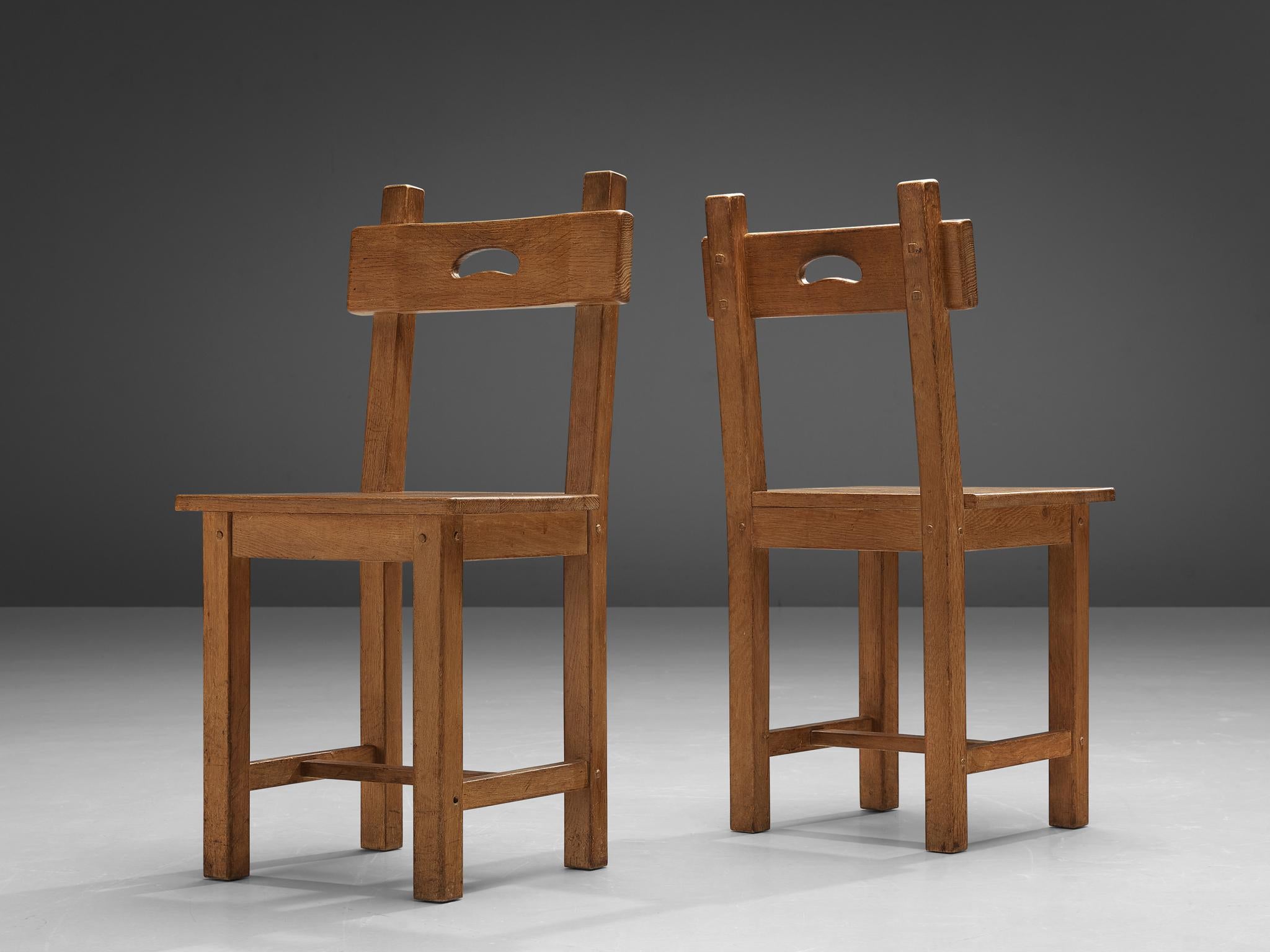 Set of Six Rustic French Dining Chairs in Oak 5