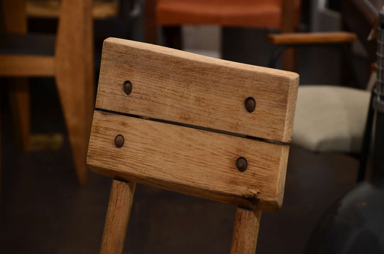 Rustic Pair of Vintage French Oak Dining Chairs