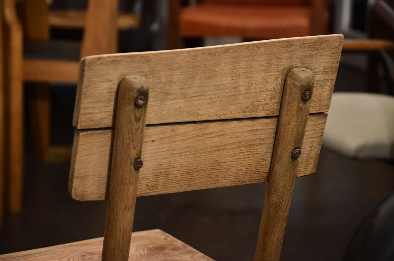 20th Century Pair of Vintage French Oak Dining Chairs