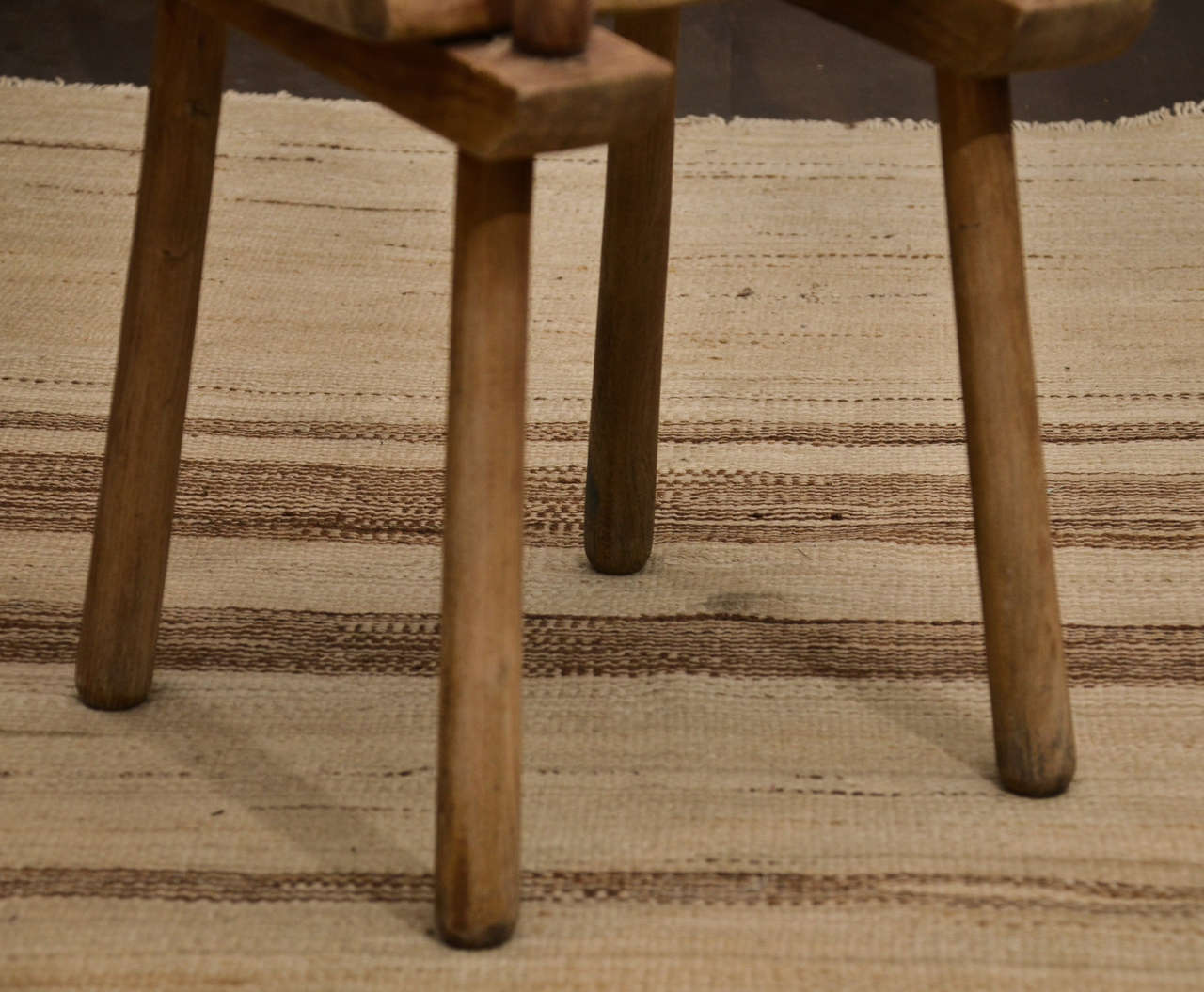 Pair of Vintage French Oak Dining Chairs 1