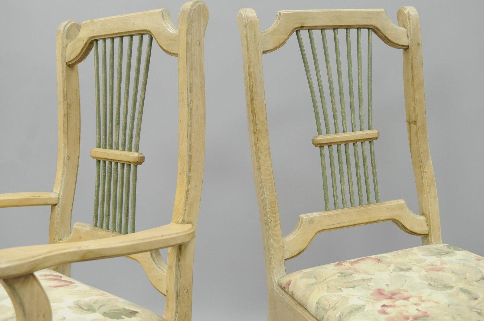 Set of Six Rustic Primitive French Country Wood Spindle Dining Chairs Cabin Vtg For Sale 4
