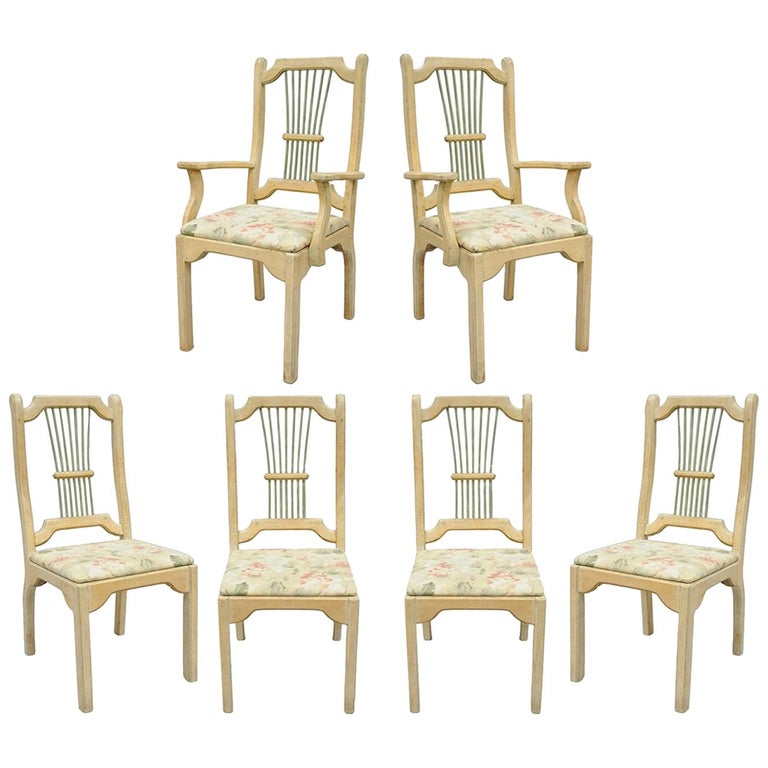 Set Of Six Rustic Primitive French, Rustic Cabin Dining Chairs
