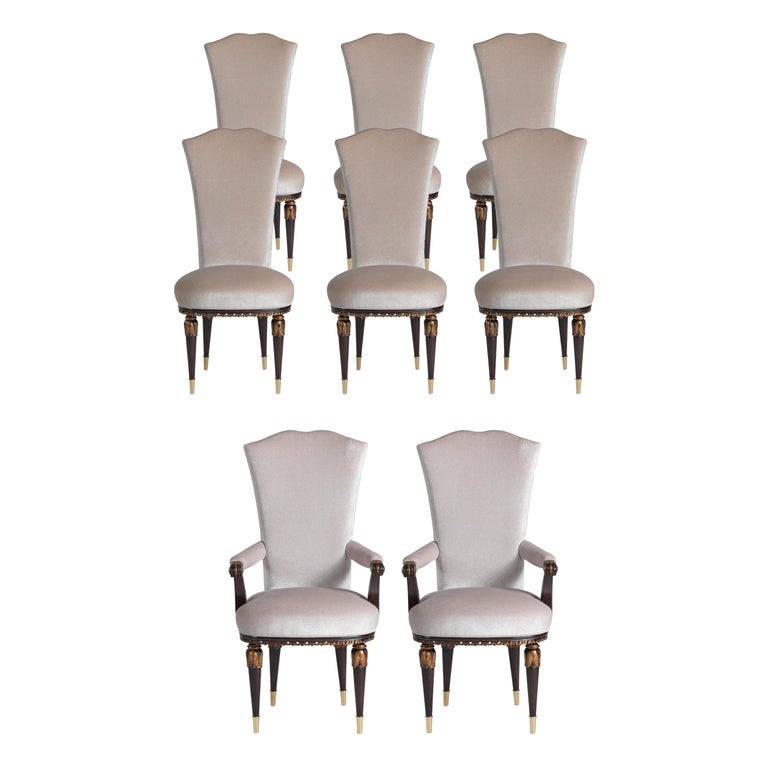 Set of Six S/4600 Dining Chairs and Two P/4600 Armchairs by Zanaboni For Sale