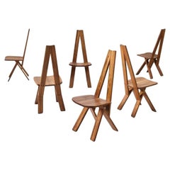 Ensemble de six chaises à manger S45 "Chlacc" de Pierre Chapo