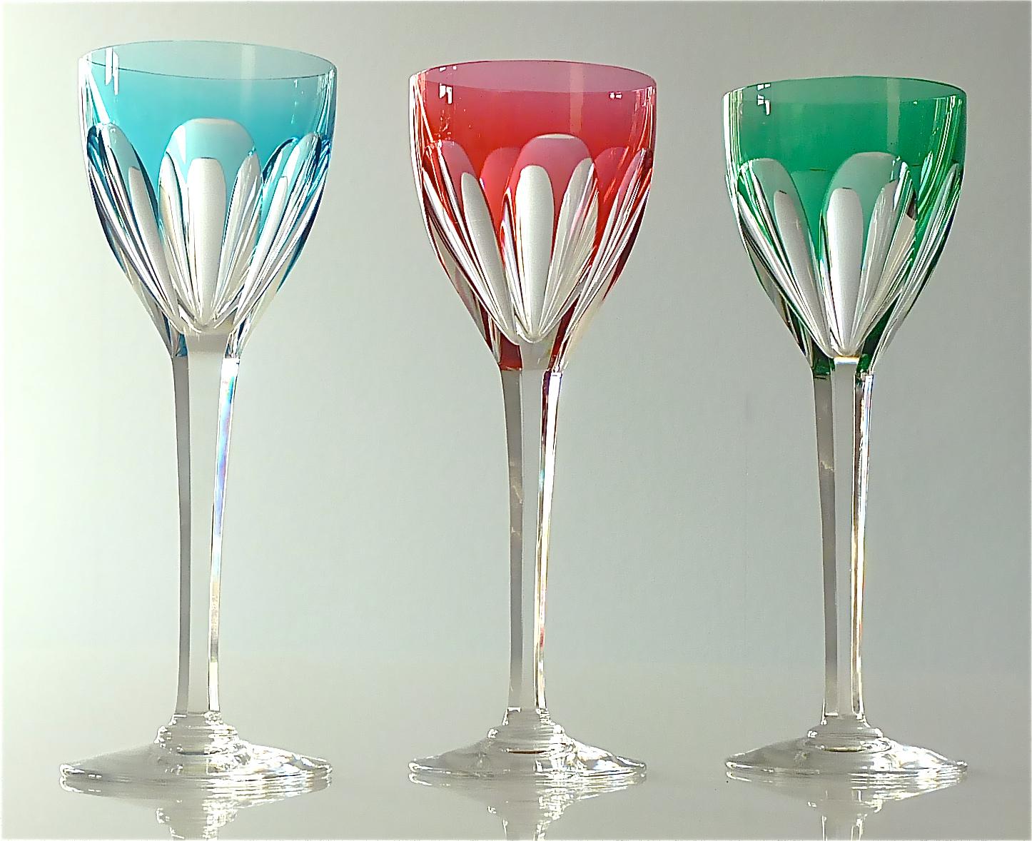 Set of Six Saint Louis Crystal Cut Wine Glasses Stemware Moser Baccarat Style 2
