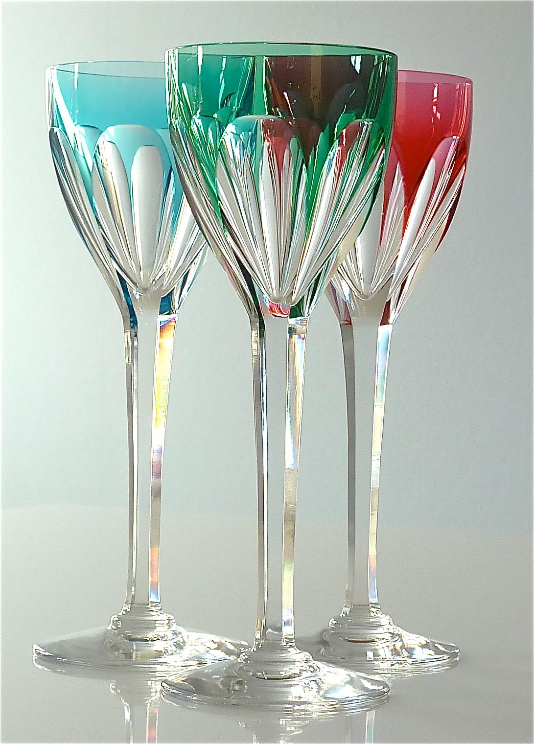 Set of Six Saint Louis Crystal Cut Wine Glasses Stemware Moser Baccarat Style 6