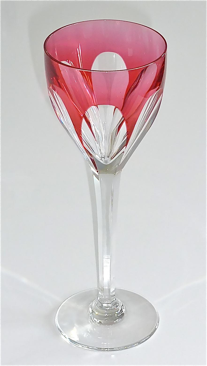 Set of Six Saint Louis Crystal Cut Wine Glasses Stemware Moser Baccarat Style 8