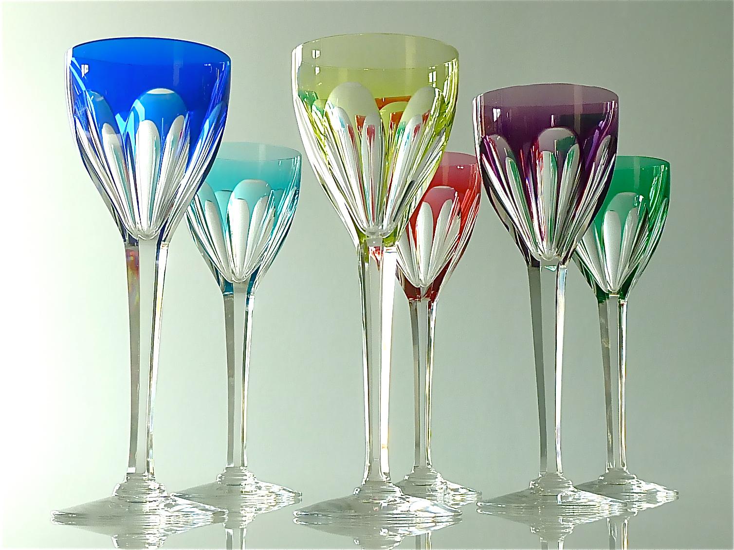 Set of Six Saint Louis Crystal Cut Wine Glasses Stemware Moser Baccarat Style 11