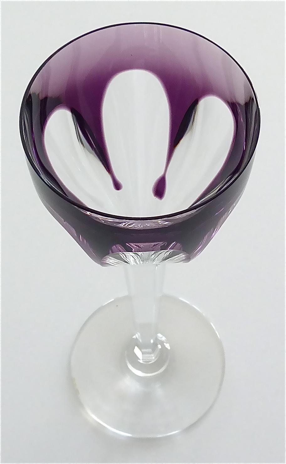 Set of Six Saint Louis Crystal Cut Wine Glasses Stemware Moser Baccarat Style In Good Condition In Nierstein am Rhein, DE
