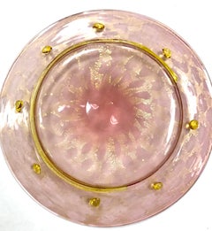 Set of Six Salviati Art Deco Murano Italy Venetian Hand Blown Glass Plates