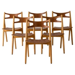 Set of Six "Sawbuck" Dining Chairs by Hans J. Wegner, Denmark, 1952