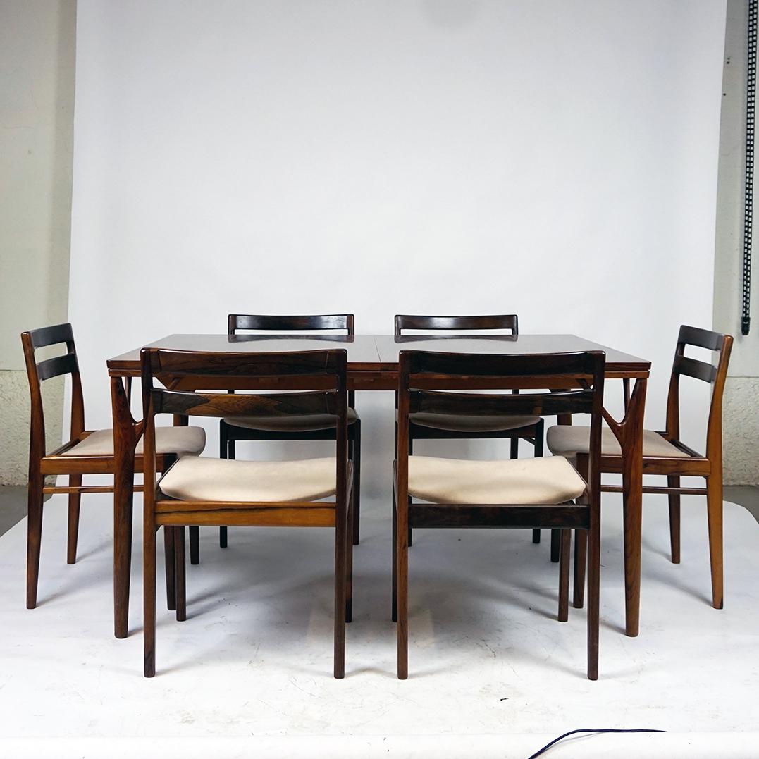 Set of Six Scandinaavian Modern Rosewood Dining Chairs by Rosengren Hansen For Sale 6