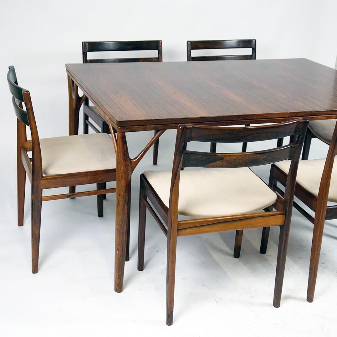 Set of Six Scandinaavian Modern Rosewood Dining Chairs by Rosengren Hansen For Sale 8