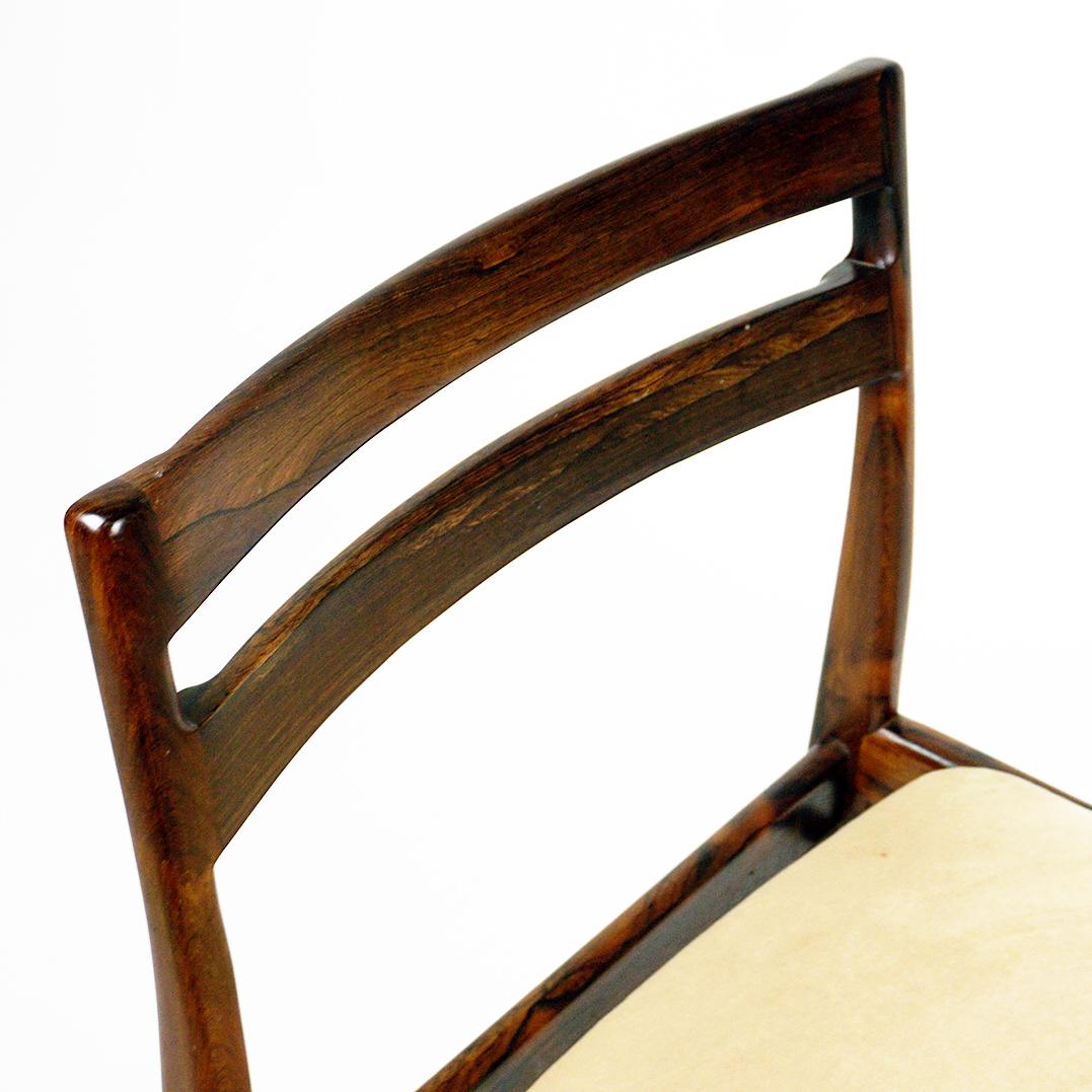 Set of Six Scandinaavian Modern Rosewood Dining Chairs by Rosengren Hansen For Sale 2