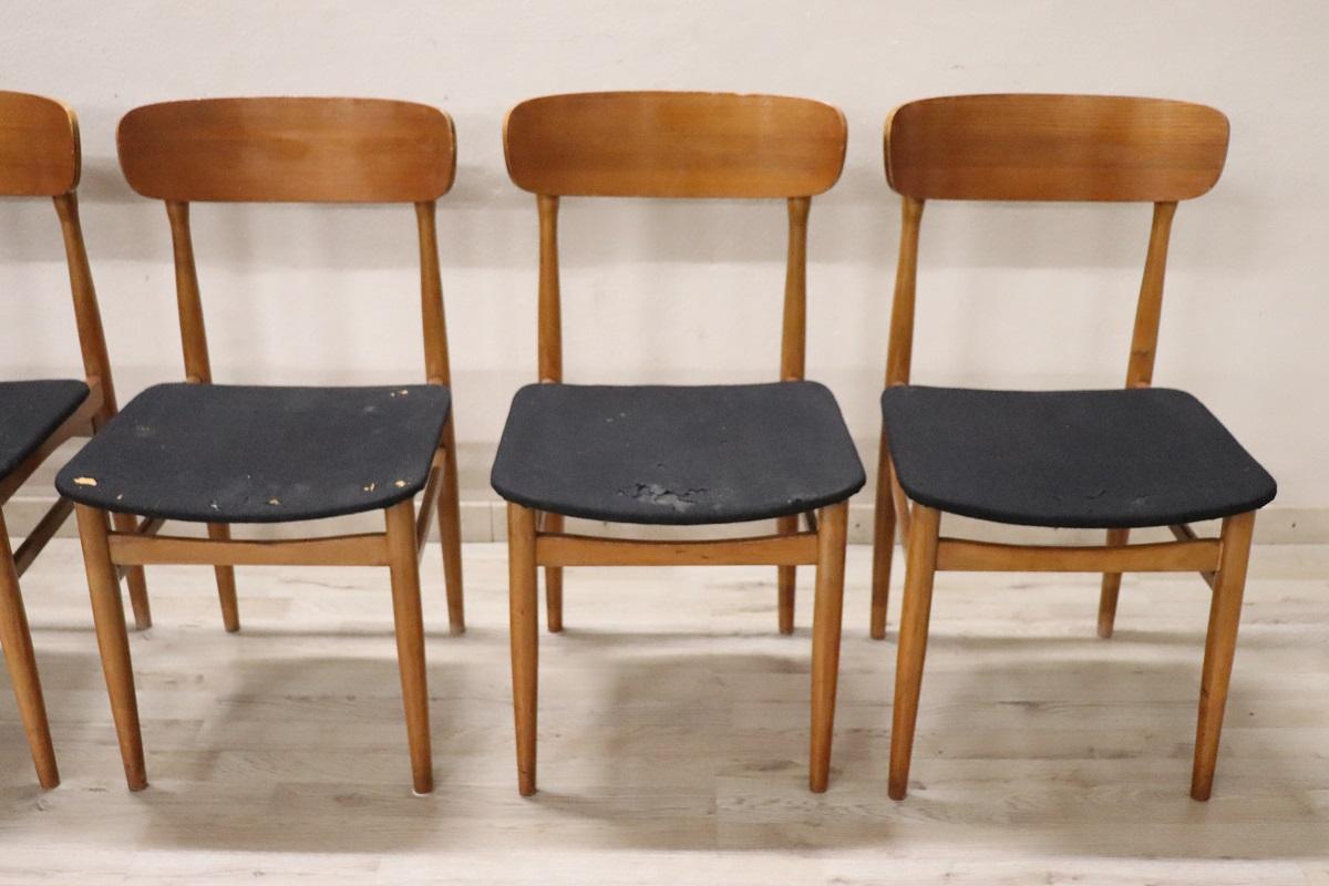 Set of Six Scandinavian Design Dining Chairs, 1960s In Fair Condition For Sale In Casale Monferrato, IT