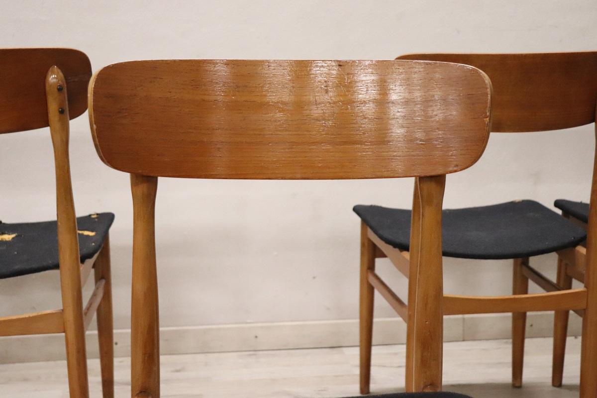 Set di sei sedie da pranzo di design scandinavo, anni '60 in vendita 1