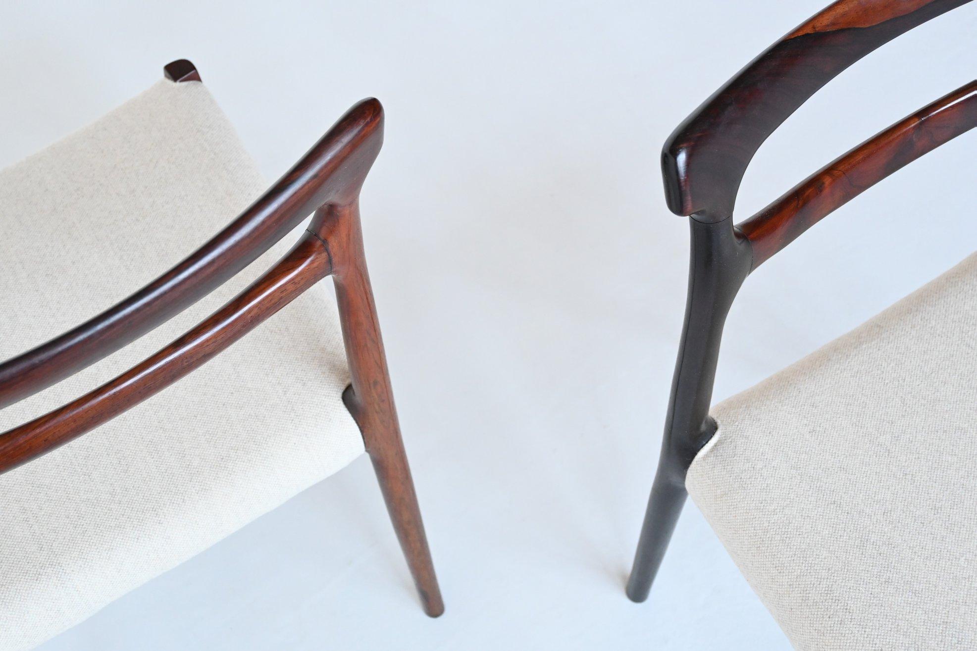 Set of Six Scandinavian Dining Chairs Rosewood, Denmark, 1960 4