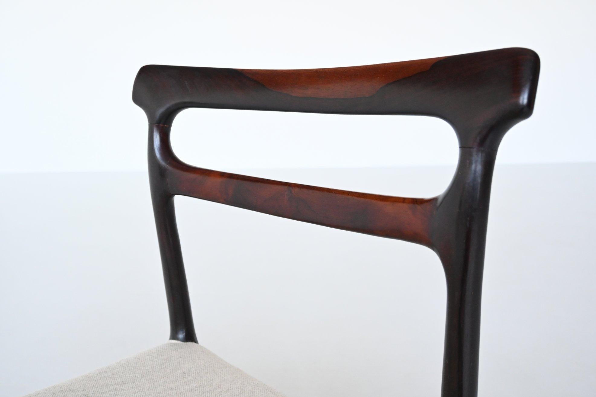 Set of Six Scandinavian Dining Chairs Rosewood, Denmark, 1960 6