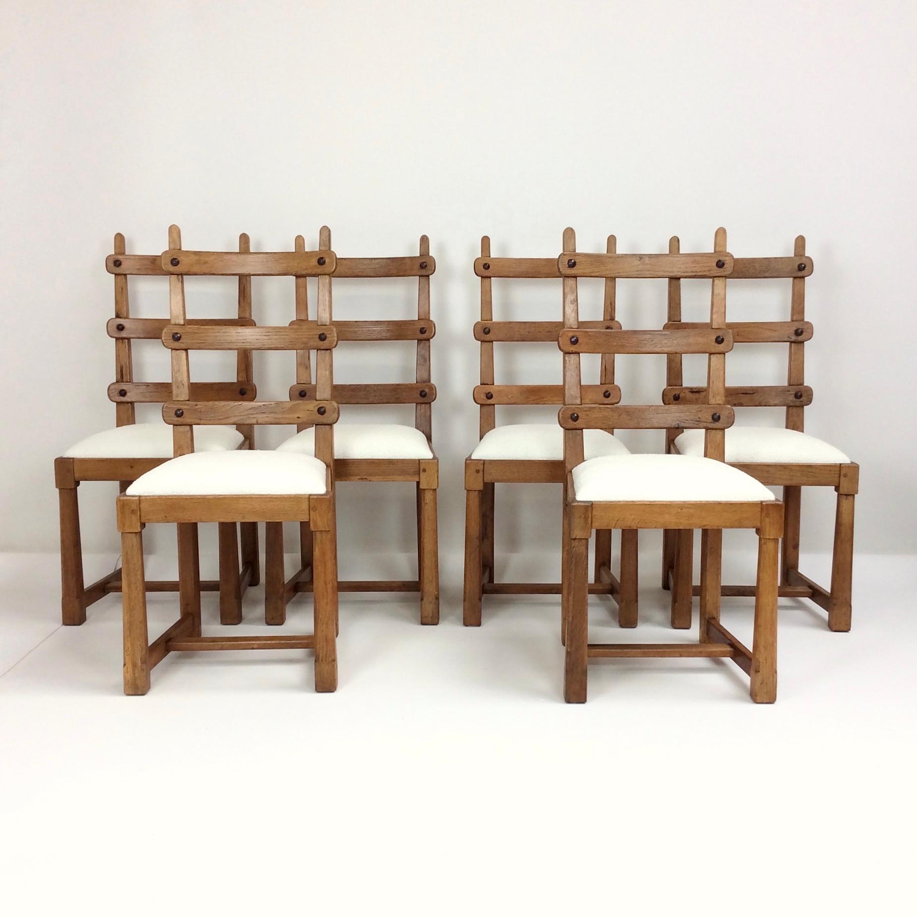 Set of Six Scandinavian Midcentury Oak Chairs, circa 1950 9
