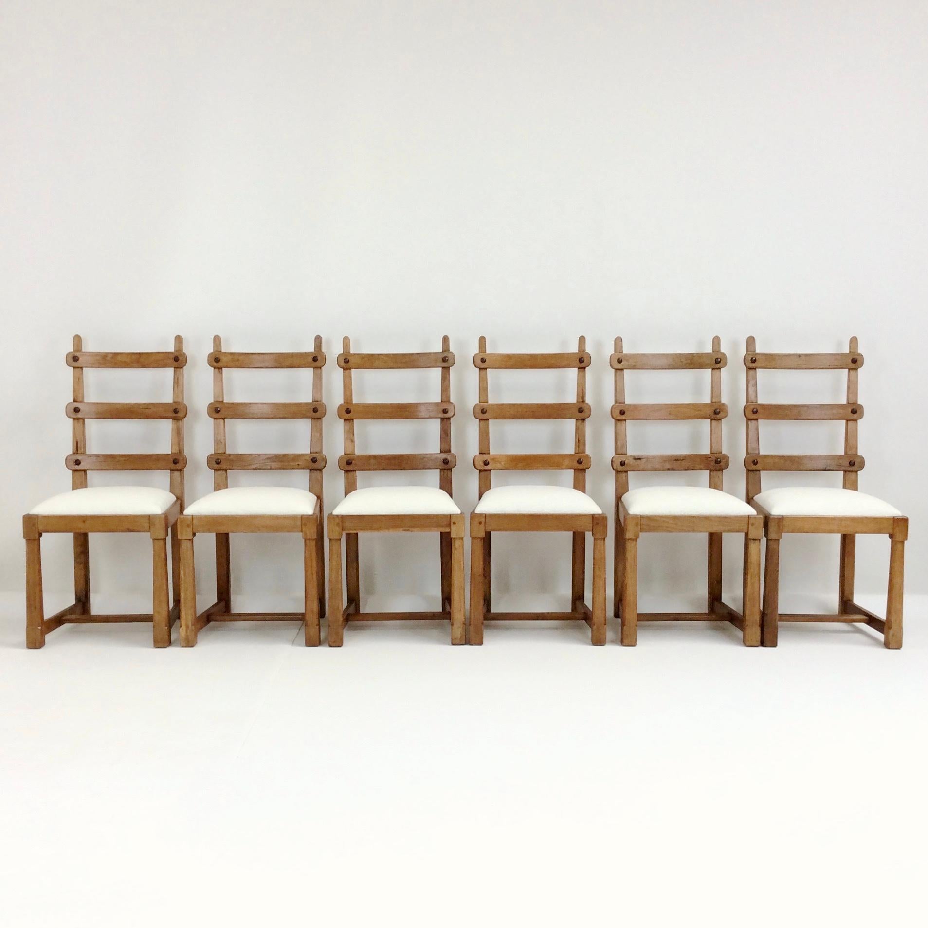 Mid-Century Modern Set of Six Scandinavian Midcentury Oak Chairs, circa 1950