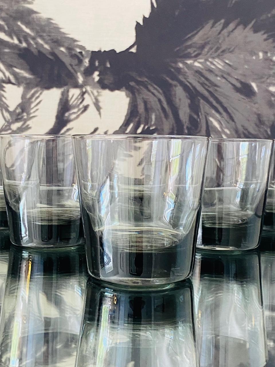 Set of Six Scandinavian Modern Smoked Grey Cocktail Glasses, c. 1960's 4