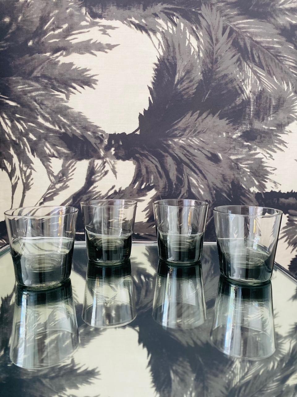 Danish Set of Six Scandinavian Modern Smoked Grey Cocktail Glasses, c. 1960's