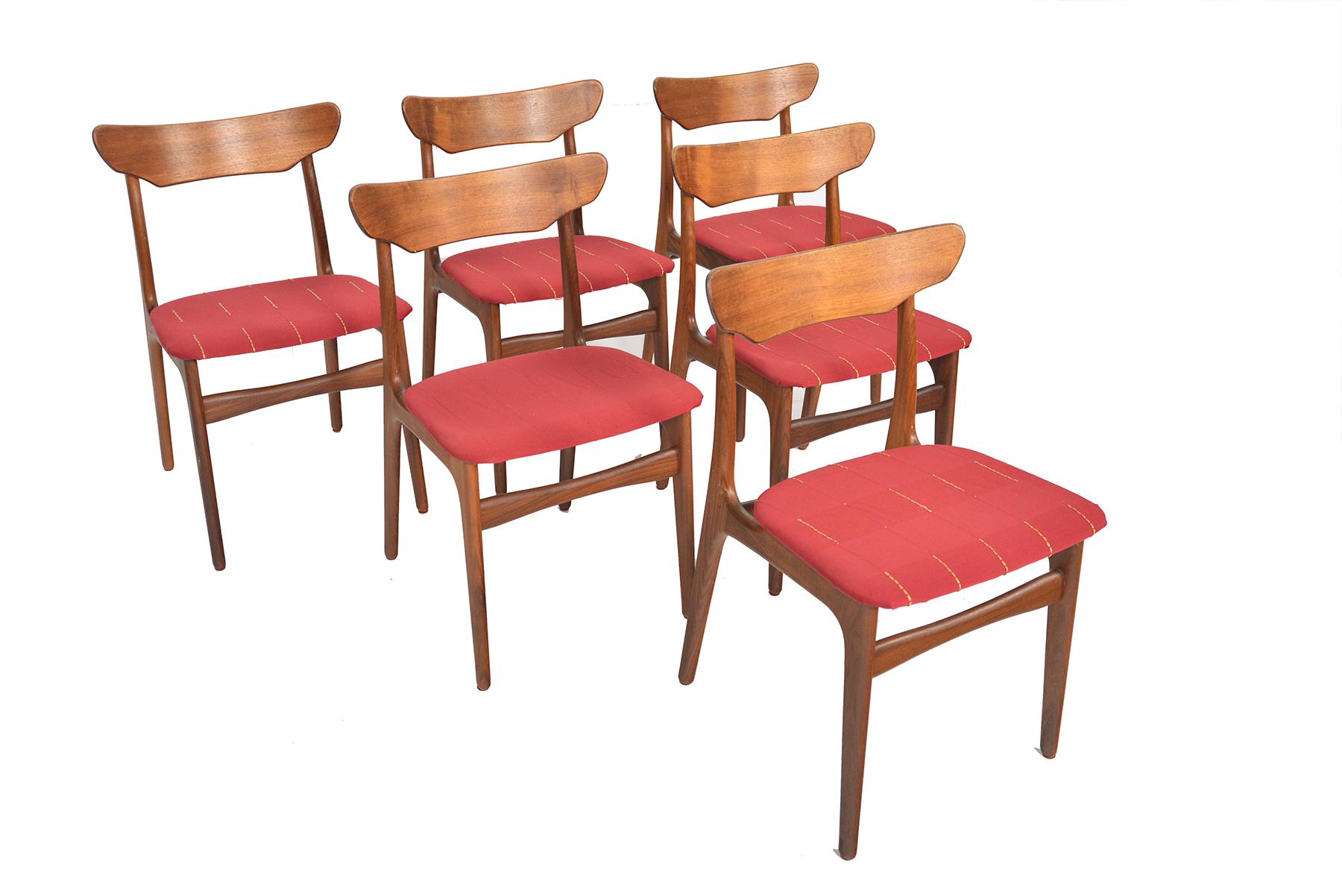 Mid-Century Modern Set of Six Schionning and Elgaard Danish Teak Dining Chairs