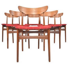 Ensemble de six chaises de salle à manger en teck de Schionning et Elgaard (Danemark)