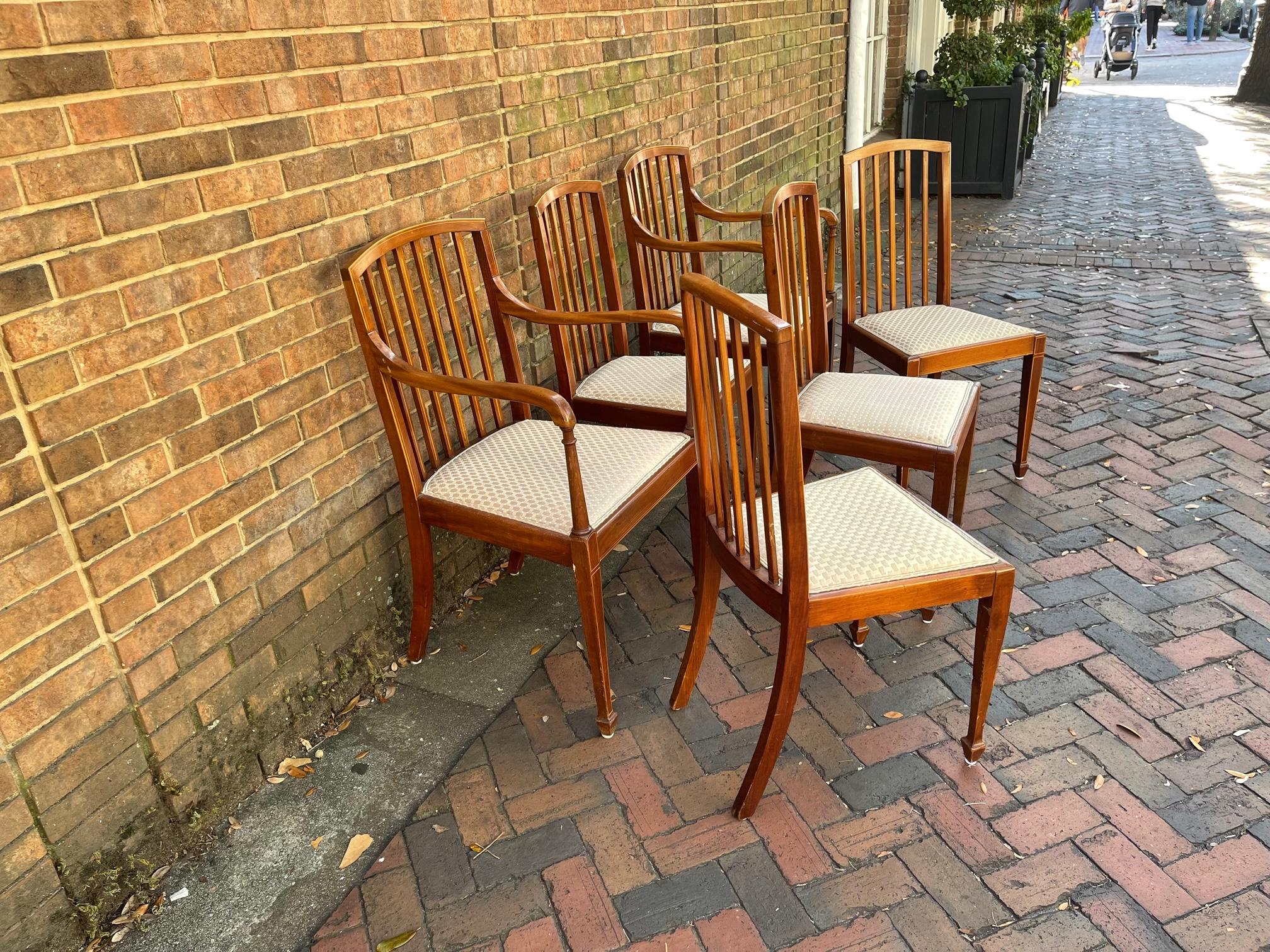 Set of Six Scottish Art Deco Dining Chairs, Early 20th Century For Sale 6