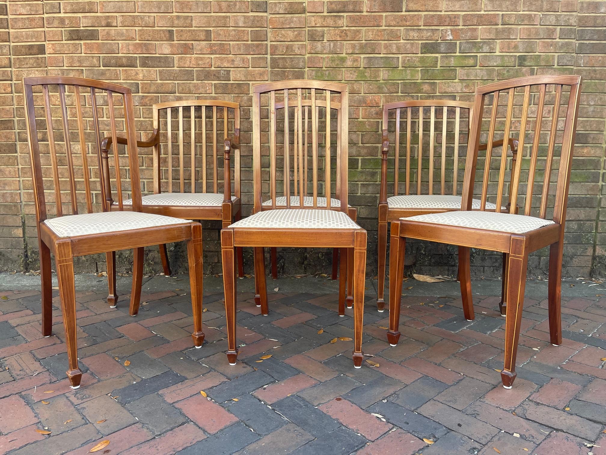 Set of Six Scottish Art Deco Dining Chairs, Early 20th Century For Sale 4