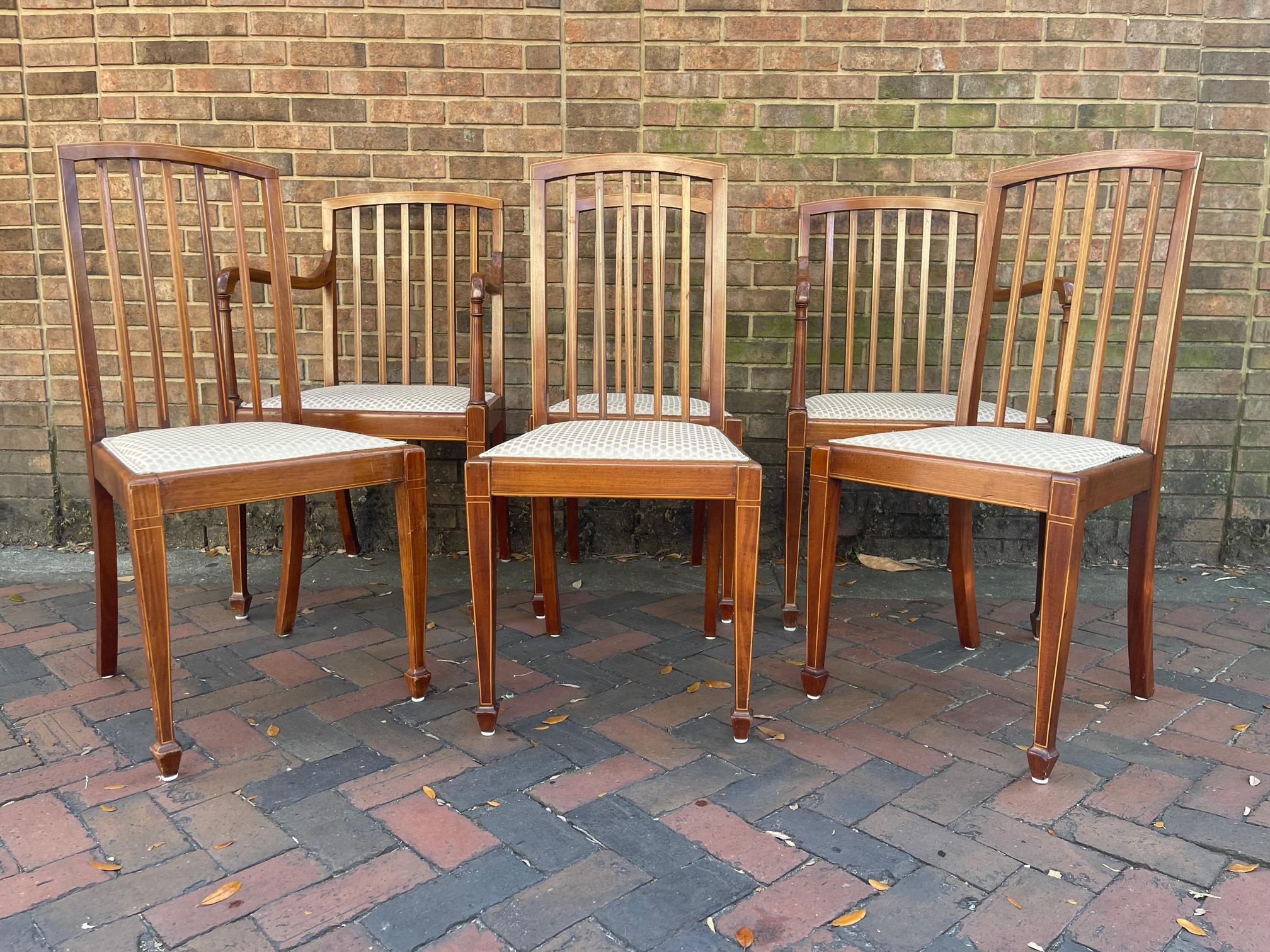 Set of Six Scottish Art Deco Dining Chairs, Early 20th Century For Sale 5